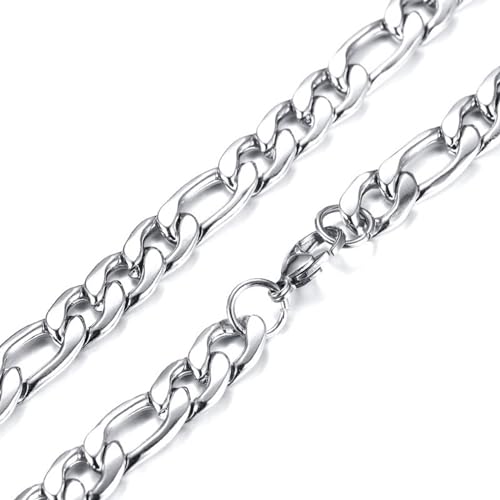 Homxi Herren Halskette Kette Silber,Halsketten für Herren Edelstahl 5MM Figaro Kette Halskette Kette Silber von Homxi