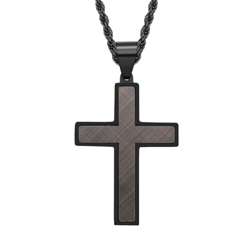 Homxi Herren Kette Schwarz Anhänger,Edelstahl Halskette mit Anhänger Herren Kreuz Anhänger Halskette Schwarz von Homxi