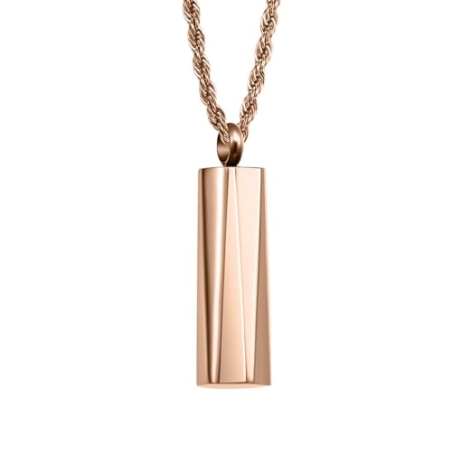 Homxi Herren Rosegold Halskette mit Anhänger,Männer Halskette Edelstahl für Anhänger Zylinder Kette Anhänger Rosegold von Homxi