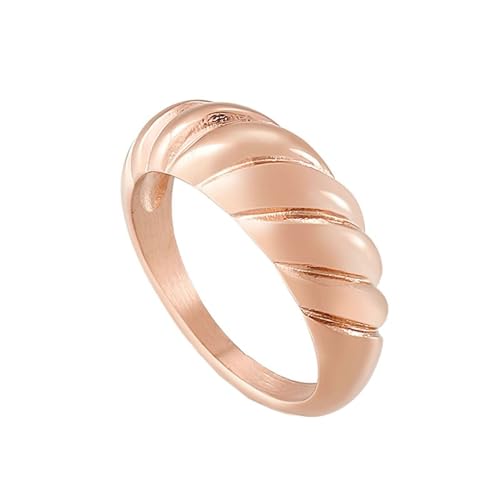 Homxi Herrenring Edelstahl mit Gravur,Rund 8mm Herrenringe Rosegold Herrenring Gr.65 (20.7) von Homxi