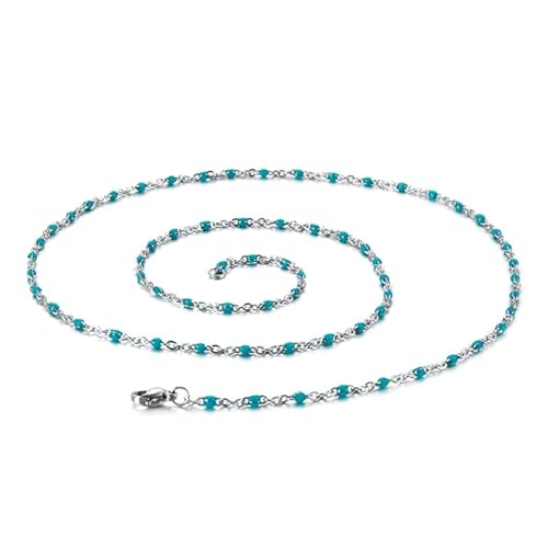 Homxi Kette Blau Frauen,Mädchen Halsketten Edelstahl Kette mit Perlen Kette Halskette Blau von Homxi