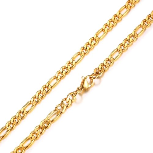 Homxi Kette Herren Gold,Halsketten Edelstahl Männer 5MM Figaro Kette Halskette Kette Gold von Homxi