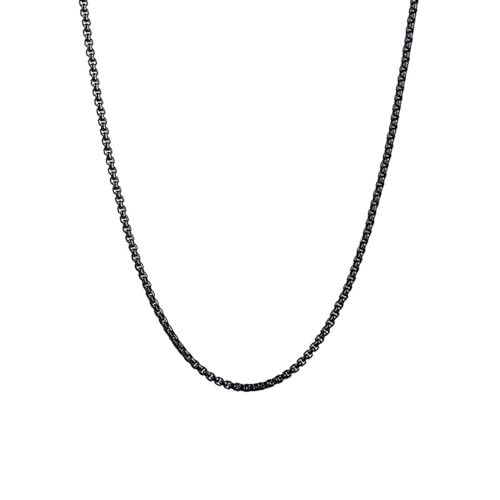 Homxi Kette Unisex Schwarz,Kette Mädchen Edelstahl 2MM Belcher Kette Halskette Kette Schwarz von Homxi