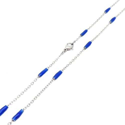 Homxi Mädchen Halskette Kette Blau Silber,Kette Edelstahl Einzelne Kette Halskette Kette Blau Silber von Homxi