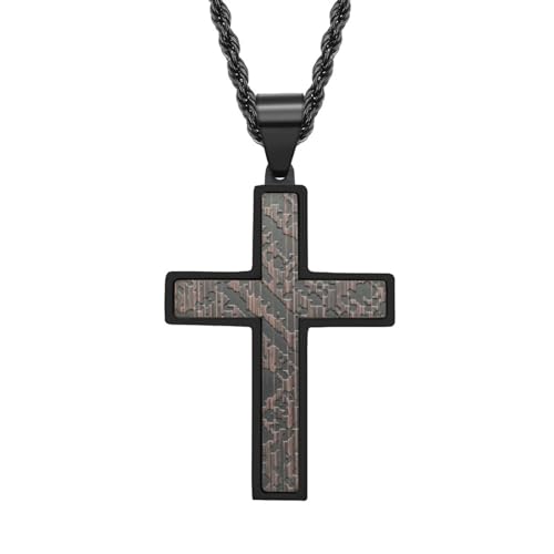 Homxi Männer Kette Anhänger Schwarz,Edelstahl Halskette Anhänger Kreuz Anhänger Kette Schwarz von Homxi