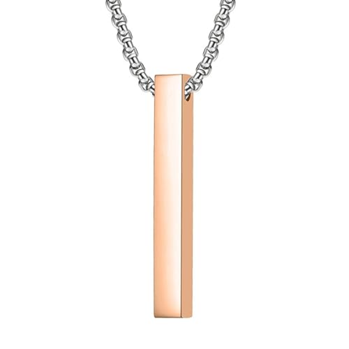 Homxi Mann Halsketten Anhänger Rosegold,Kette Edelstahl Anhänger Herren Rechteck Anhänger Halskette Rosegold von Homxi