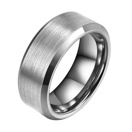 Homxi Ring Herren Wolfram Gravur,8MM mit Matt Rund Ring Silber für Damen Ring Damen Gr. 67 (21.3) von Homxi