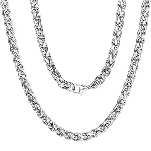 Homxi Silber Halskette für Männer,Edelstahl Halsketten 3MM Kette Halskette Kette Silber von Homxi