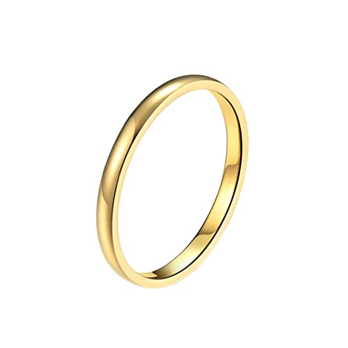 Homxi Trauring Edelstahl Damen Herren,Ringe mit Gravur für Paare Einfach Rund 2MM Gold Herren Damen Ringe Herren Damen Ringe Größe 47 (15.0) von Homxi