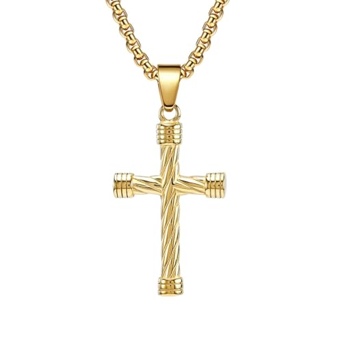 Homxi Unisex Kette Anhänger Gold,Frauen Edelstahl Halskette mit Anhänger Kreuz Kettenanhänger Gold von Homxi