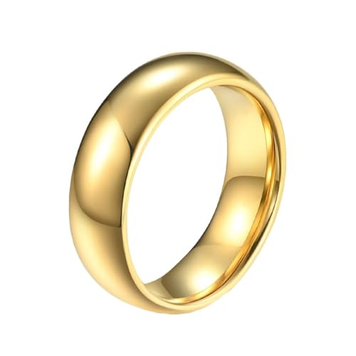 Homxi Wolfram Ringe Herren Gravur,Rund Poliert 8MM Herren Gold Herrenring Größe 62 (19.7) von Homxi