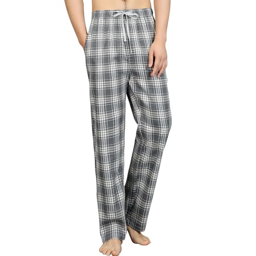 HomyComy Herren Schlafanzughose Lang Baumwolle Pyjamahose Nachtwäsche Pyjama mit Elastischer Taille Loungewear für Männer von HomyComy