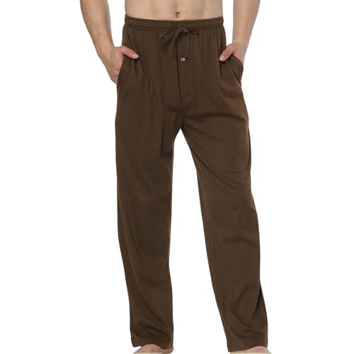 HomyComy Herren Schlafanzughose Lang Baumwolle Pyjamahose Nachtwäsche Pyjama mit Elastischer Taille Loungewear für Männer von HomyComy