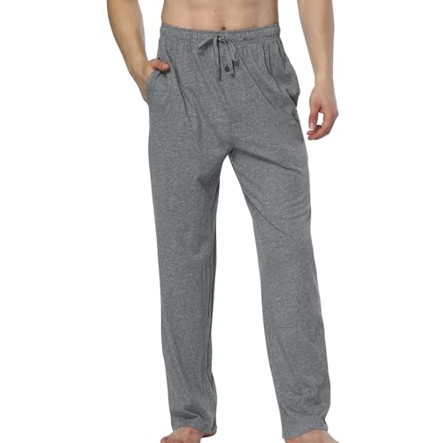 HomyComy Herren Schlafanzughose Lang Baumwolle Pyjamahose Nachtwäsche Pyjama mit Elastischer Taille Loungewear für Männer von HomyComy