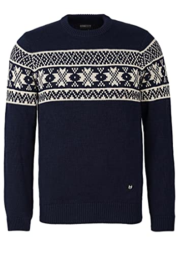 Honesty Rules Herren Strickpullover Norweger aus Bio-Baumwolle, Runhalsausschnitt, Langarm, Navy, Gr. XL von Honesty Rules