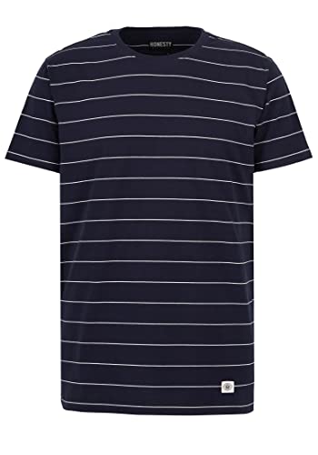 Honesty Rules Unisex Kurzarm T-Shirt Pin Striped aus Bio-Baumwolle, Navy, Gr. L von Honesty Rules