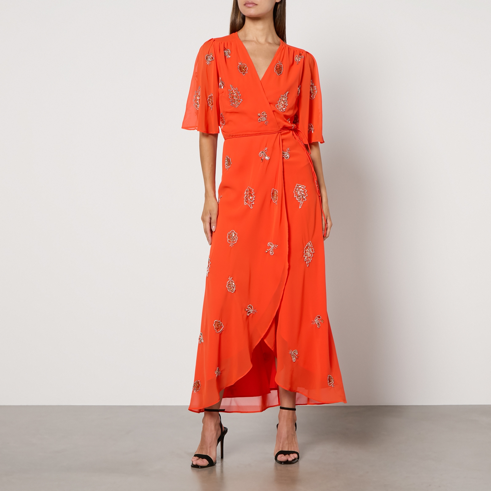 Hope & Ivy Alana Embellished Chiffon Wrap Dress - UK 6 von Hope & Ivy