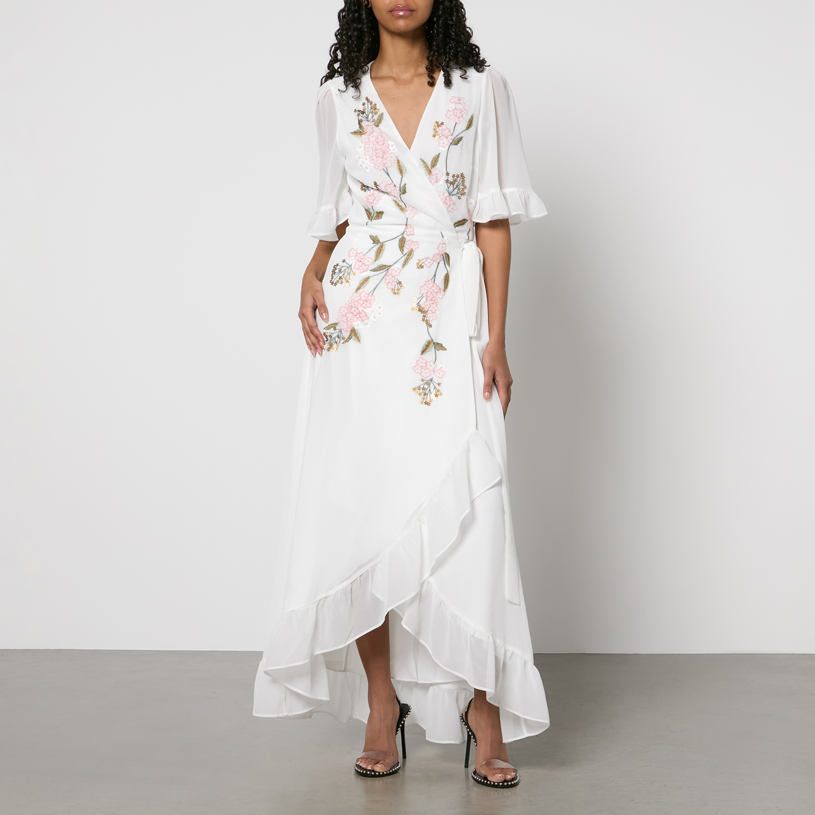 Hope & Ivy Amberley Embellished Chiffon Wrap Maxi Dress - UK 6 von Hope & Ivy