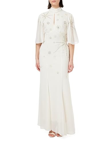 Hope & Ivy Damen The Frederika Bridal Embellished High Neck Open Back Maxi Dress with Keyhole Front, Ivory Kleid für besondere Anlässe, 38 von Hope & Ivy