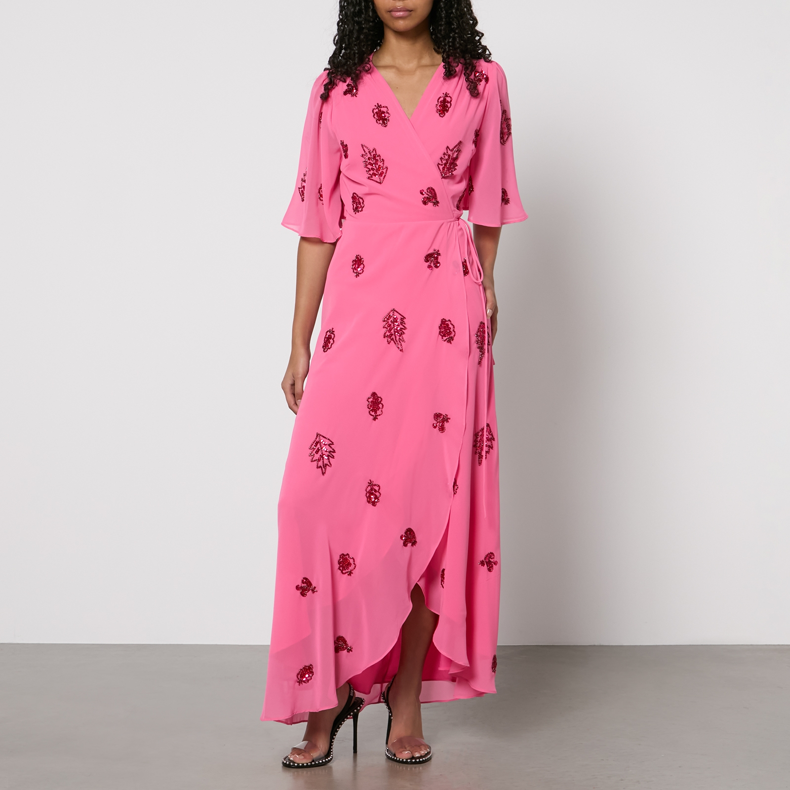 Hope & Ivy Hebe Embellished Chiffon Wrap Maxi Dress - UK 6 von Hope & Ivy