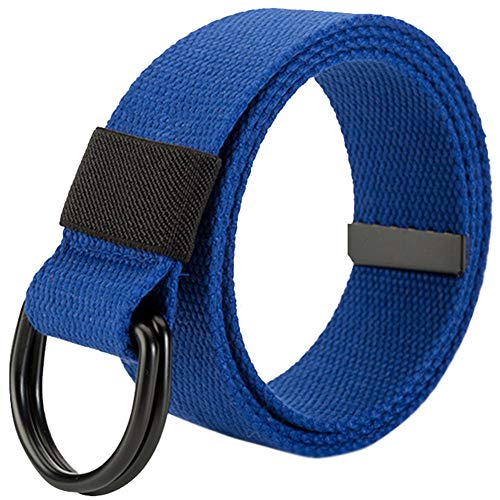 Militär Leinwand Gürtel, Stoffgürtel Outdoor Jeansgürtel für Damen und Herren mit Doppel D-ringe Schnalle,Blue 1,Breite: 3.8 CM,Länge:110 CM von HotYou