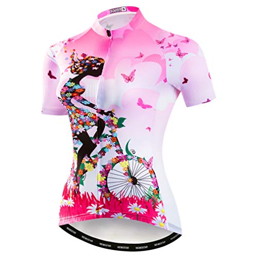 Fahrradtrikot für Damen, Sommertrikot, Fahrradbekleidung, Mädchen Pink, M von Hotlion