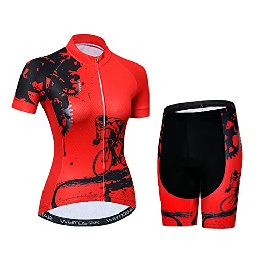 Hotlion Damen Radtrikot Sets Gel Gepolsterte Trägerhose Fahrradbekleidung Sommer Fahrradbekleidung Anzug CD176 von Hotlion