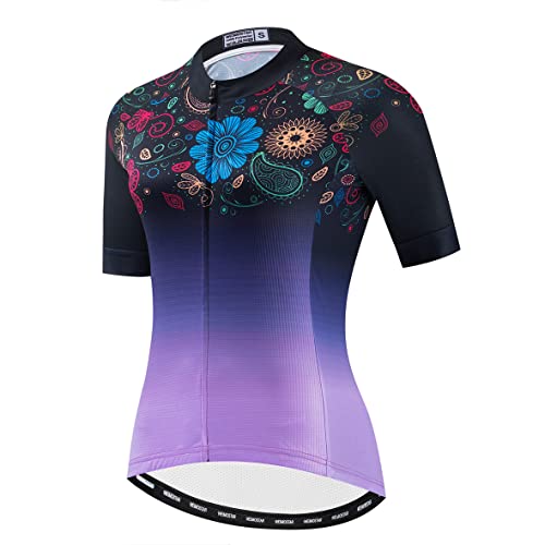 Hotlion Damen Radtrikot Sommer Kurzarm Fahrradshirt Atmungsaktiv Fahrradjacke, Ccf2296, X-Large von Hotlion