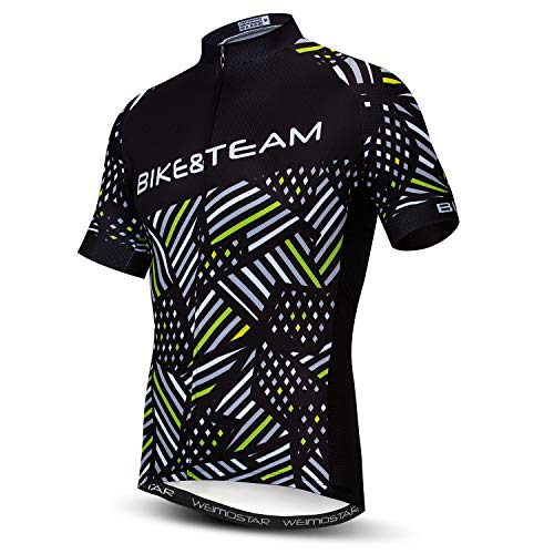 Hotlion Fahrradtrikot Herren, Herren Rennrad Shirt Tops – bequem, super atmungsaktiv und schnell trocknend, reflektierender Reißverschluss, 3 Taschen, Cd5238, 3XL von Hotlion