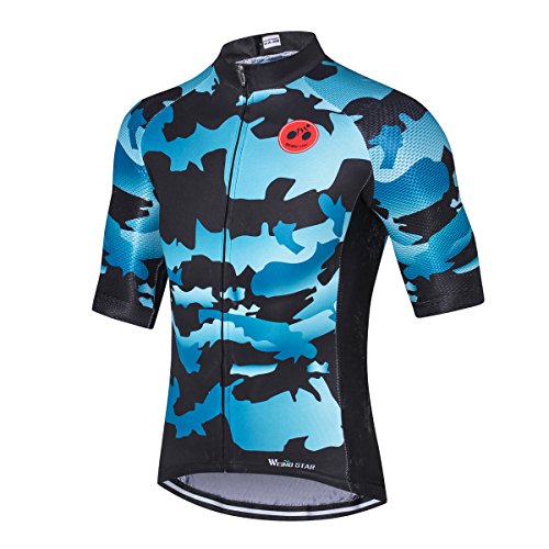 Hotlion Fahrradtrikot Herren, Herren Rennrad Shirt Tops – bequem, super atmungsaktiv und schnell trocknend, reflektierender Reißverschluss, 3 Taschen, Cd6070, L von Hotlion