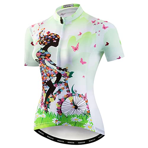 Hotlion Sommer Atmungsaktiv Radfahren Jersey Frauen Mountainbike Jersey Schnell Trocken Fahrrad Shirt Kurzarm Radfahren Kleidung, CF2021, XXL von Hotlion