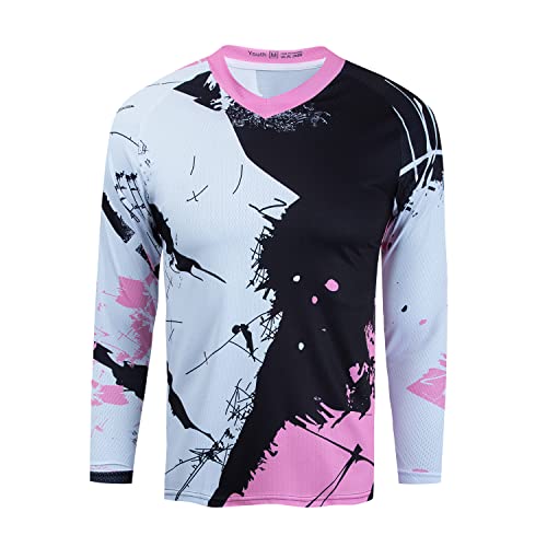 Radtrikot Jungen T-Shirt Langarm Mädchen Kinder Off-Road Downhill Mountain Bike Cycling Jersey Motorrad Fahrrad Kleidung Pink Size YS Radtrikot Jungen T-Shirt Langarm Mädchen Kinder Off-Road Downhill Mountain Bike Cycling Jersey Motorrad Fahrrad Kleidung Pink Size YS von Hotlion