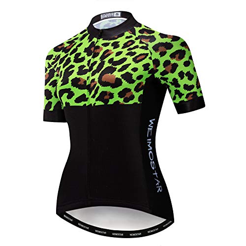 Women's Cycling Jersey Kurzarm Bike Shirt Mädchen MTB Fahrrad Kleidung Atmungsaktiv Schwarz Grün Größe XL von Hotlion