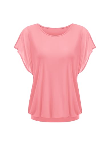 Hotouch Bluse Damen Elegant Kurzarm Sommer Tunika Rundhals Mesh Oberteil Doppellagige Fledermaus Shirt Rosa M Hotouch Bluse Damen Elegant Kurzarm Sommer Tunika Rundhals Mesh Oberteil Doppellagige Fledermaus Shirt Rosa M von Hotouch