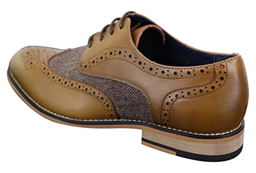 Herren-Schuhe aus Leder, Tweed, klassisch, Oxford, formell, Business, geschnürt, Vintage-Stil, hautfarben, 42 2/3 EU von Cavani