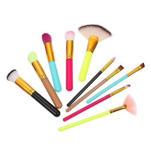 10St farbige Make-up-Pinsel tragbarer Make-up-Pinsel Mädchen Anzug Make-up Pinsel werkzeug Make-up-Tools Make-up-Utensilien-Tool mischen Concealer Pinsel erröten einstellen Plastik von Housoutil