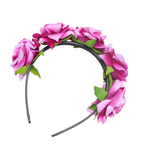 Housoutil 1stk Haarschmuck Für Die Brautjungfer Kopfschmuck Für Frauen Diademe Für Rosa Stirnband Haarschmuck Mit Blumen Blumenstirnband Für Frauen Braut-stirnband Halloween Rosen Fräulein von Housoutil