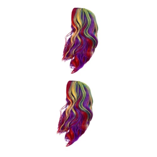 2 Stk Perücke Haarschmuck Halloweenkostüm Mädchenkleidung Mädchen-Outfit Haarteile für Damen Outfit für Mädchen Gradient Locken Instant-Nudeln Frau Hochtemperaturdraht von Housoutil