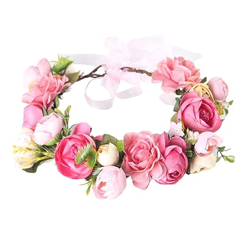 Housoutil Brautkopfschmuck für die Hochzeit Brautaccessoires Braut Stirnband rosa Stirnband guirnaldas para Tiara haarschmuck Rose Kopfbedeckung Kranz von Housoutil