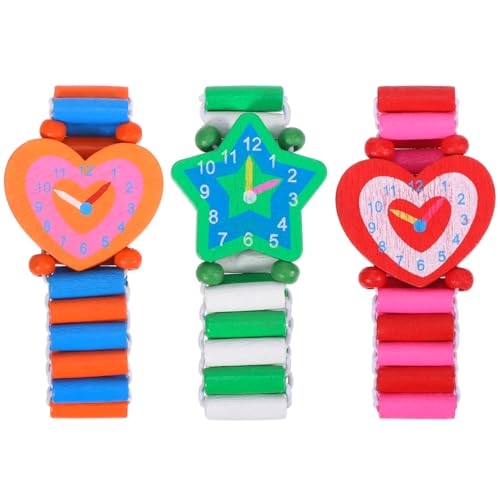Housoutil Holz Armbanduhr Kinder, 3 Stücke Niedliche Elastische Armband Spielzeug Armbanduhr, Holzhandwerk Cartoon Armband Uhr Für Den Kindergarten Und Die Schule Housoutil Holz Armbanduhr Kinder, 3 Stücke Niedliche Elastische Armband Spielzeug Armbanduhr, Holzhandwerk Cartoon Armband Uhr Für Den Kindergarten Und Die Schule von Housoutil