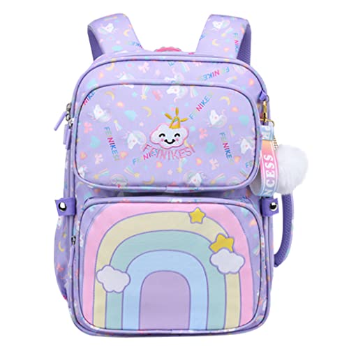 Kinderrucksack Mädchen Schulrucksack Teenager Grundschule Schultasche Kinder Rucksack Wasserdicht Schulranzen Leicht Tagesrucksack Lässiger Daypack für 5-12 Jahre, Violett von Hovkib