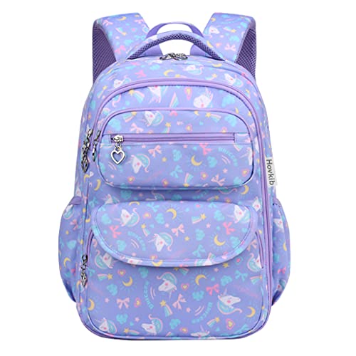 Schulrucksack für Mädchen, Kinder Schulranzen Grundschultaschen Kinderrucksack Studenten Rucksäcke Leichte Büchertasche Druck Teenager Tagesrucksack für Alter 5-12 Jahre von Hovkib