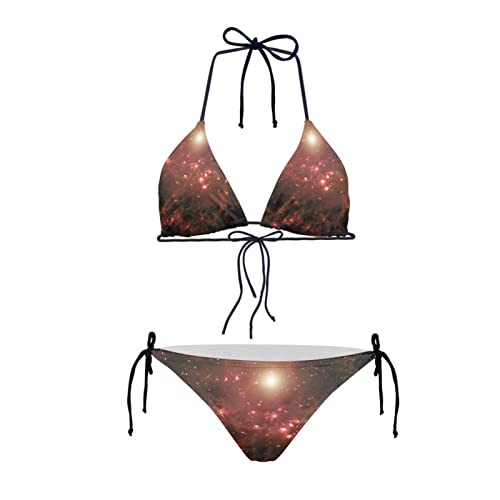 Howilath 2-teiliges Bikini-Set, sexy Neckholder-Set, dünne Stringtanga, Badeanzug mit Slip und Dreiecks-Bikinioberteil, Leopardenmuster, Blumen, Fruchtfisch, Flagge Südafrikas, XL von Howilath