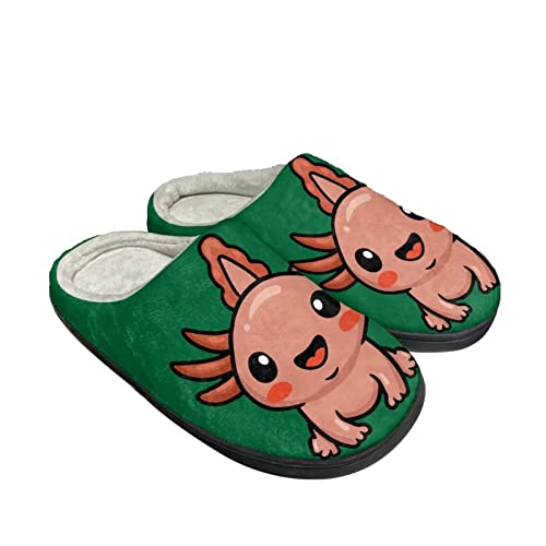 Howilath Cartoon süße axolotl grüne Designer Baumwolle Hausschuhe für Männer und Frauen Haus Hausschuhe Unisex Slip auf Hausschuhe-37-38 von Howilath