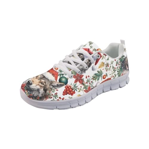 Howilath Weihnachten Laufschuhe Holly Sneakers Casual Jogger Schuhe Wolf Weihnachtshut Trainer weiße Sportschuhe für Damen Männer-41 von Howilath