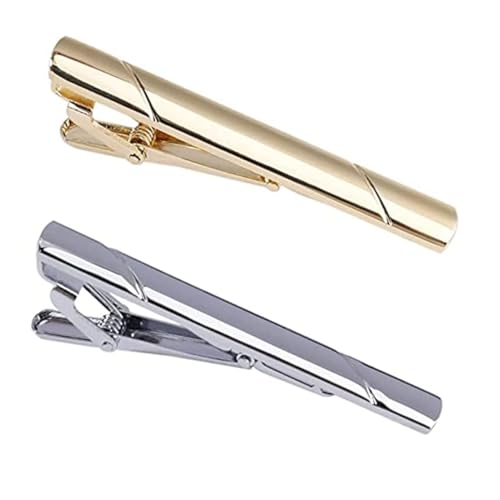 2 Stücke Klassiker Business Style Herren -Krawattenclip -Set, Krawattenclip Gold Silber für Männer Krawattenclip von Hperu