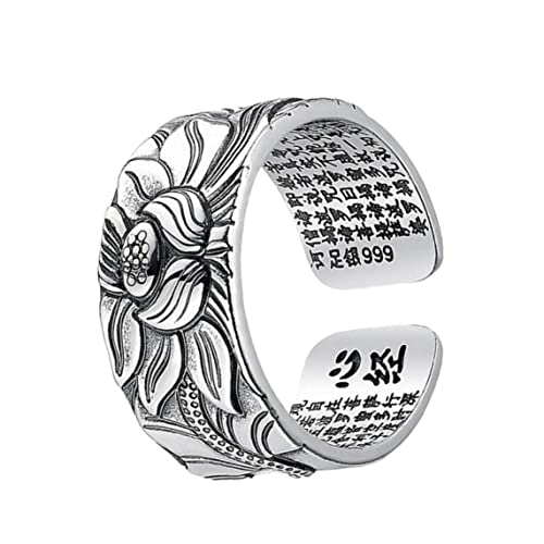 Eheringe für Frauen, offene Fingerringe Sterling Silber Retro Lotus Blütendrucke Einstellbare Ringe für Frauen von Hperu