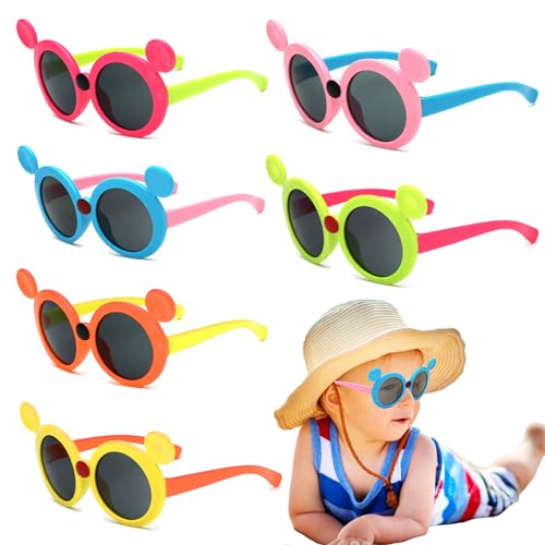 Hperu 6pcs Kinder Sonnenbrille Cartoon Kids Sonnenbrille rund Blume Sonnenbrille Mädchen Brille Süßes Strand Brillen für Kinder (zufällige Farbe) Sonnenbrille von Hperu