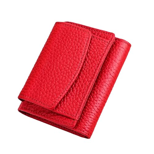 Hperu Kleine Brieftasche für Frauen echtes Leder Mini Brieftasche RFID Blockierkartenhalter Damen Geldbeutel rote Brieftaschen von Hperu