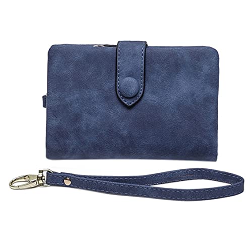 Hperu Leder Brieftasche Geldbörsen Frauen Mode Münze Geldbeutel Kleiner Beutel Wechsel Brieftasche mit Lanyard für Damen Blue Coin -Geldbörsen und Beutel von Hperu